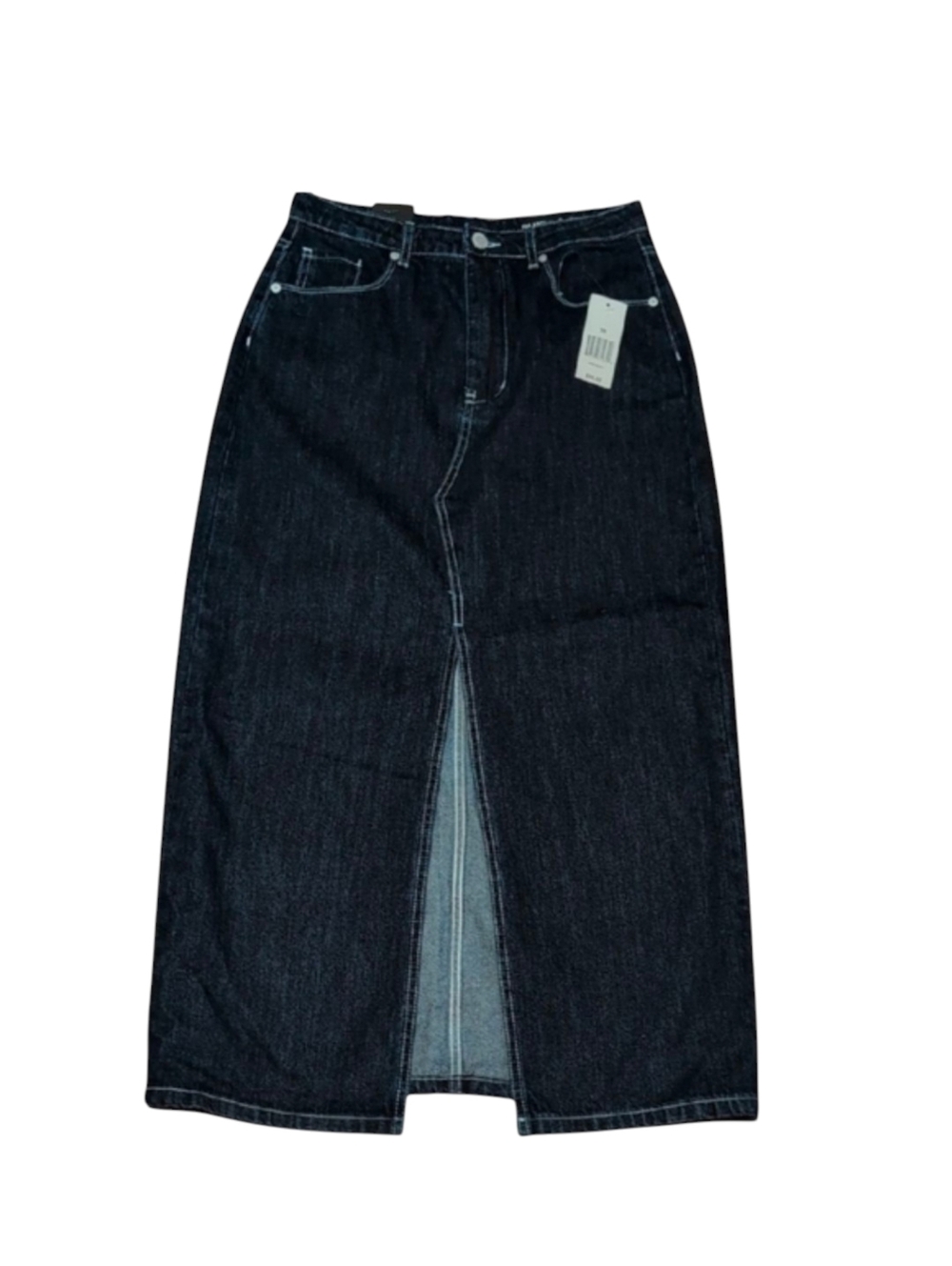 Blank NYC Dark Wash Denim Maxi Skirt Front Slit Size 27/4